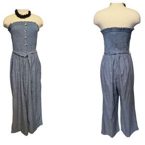 Women's Plus Size Strapless Blue Jumpsuit